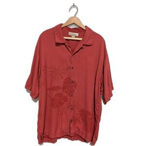 TOMMY BAHAMA Men’s S/S Casual Shirt L LARGE Red Silk Tropical Print
